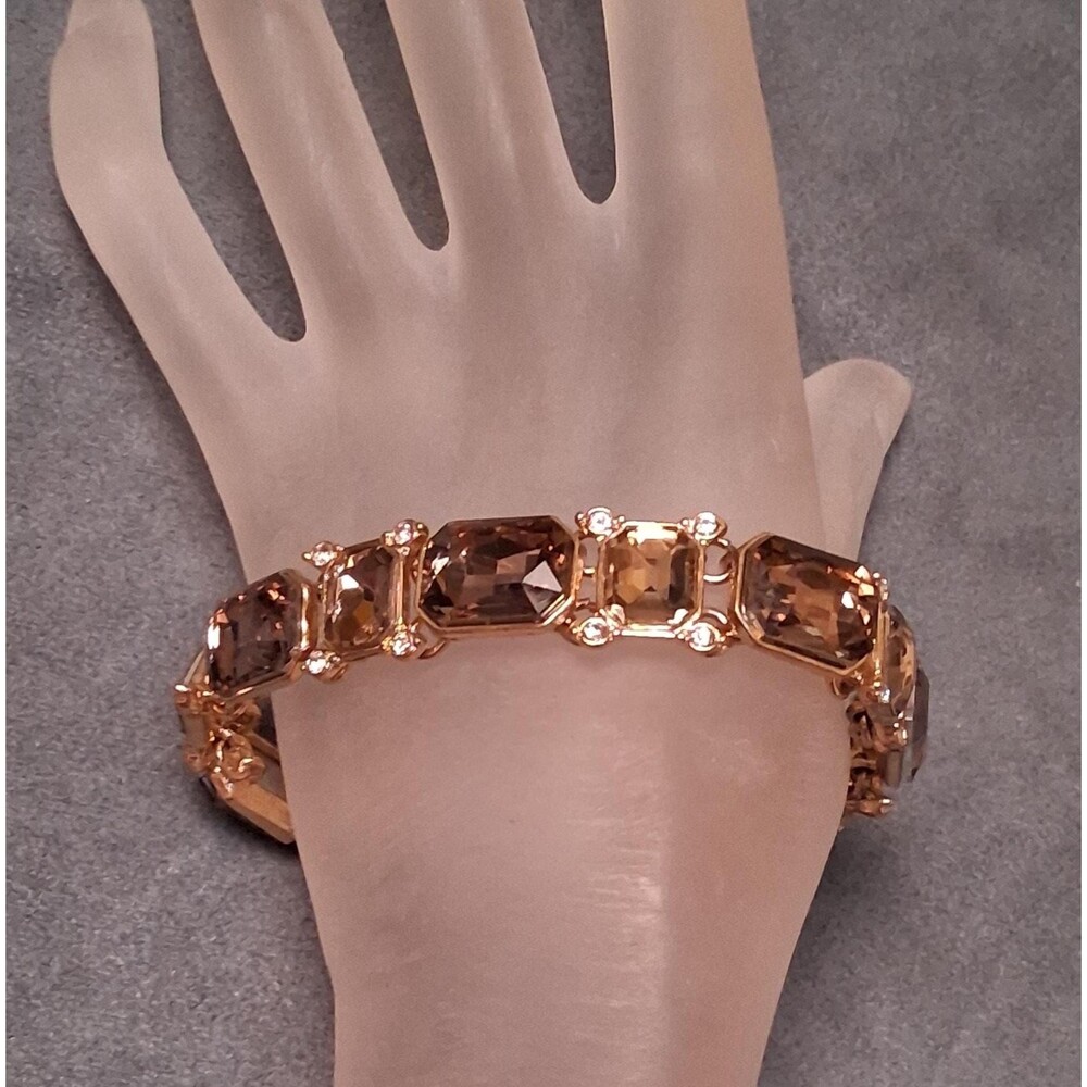 Vintage Champagne Rhinestone Bracelet Emerald Cut